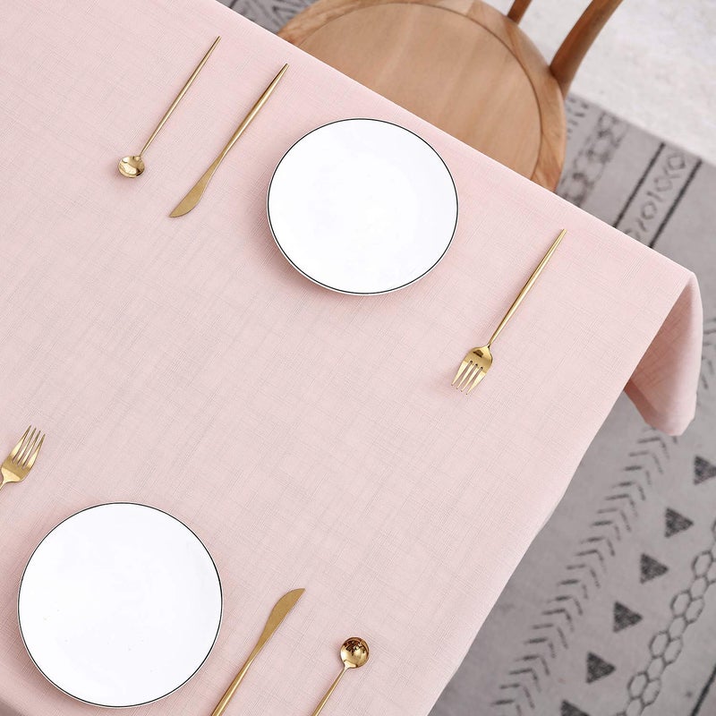 maxmill Lux Faux Linen Table Cloth with Slubby Texture Wrinkle Resistant Anti-Shrink Soft Tablecloth for Kitchen Dining Tabletop for Buffet Banquet Parties Rectangle 60 x 140 Inch Blush - Image 4